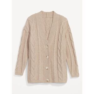 Old Navy Oversized Chunky Cable-Knit Cardigan Sweater Oatmeal Heather Size Large